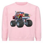 Kinder Pullover mit Cartoon-Monstertruck-Motiv – Baumwolle Sweatshirt pink rosa