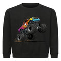 Kinder Pullover mit buntem Monstertruck-Motiv - Baumwolle OEKO-TEX zertifiziert schwarz