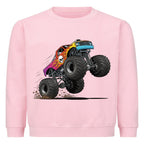 Kinder Pullover mit buntem Monstertruck-Motiv - Baumwolle OEKO-TEX zertifiziert pink