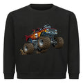 Monstertruck Pullover für Kinder in coolem Flammen-Design, aus Bio-Baumwolle, OEKO-TEX zertifiziert schwarz