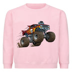 Monstertruck Pullover für Kinder in coolem Flammen-Design, aus Bio-Baumwolle, OEKO-TEX zertifiziert pink