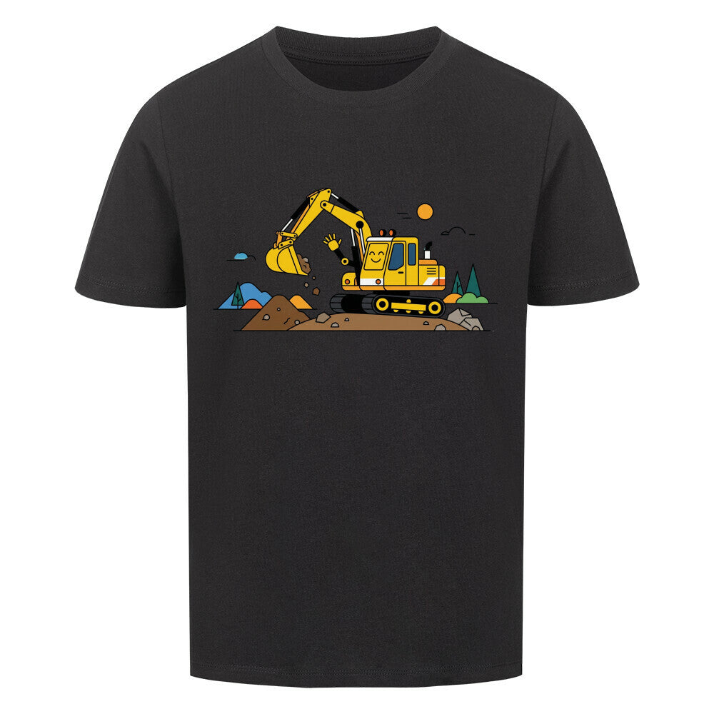Bagger Kinder T-Shirt aus Bio-Baumwolle mit Baumaschinen-Motiv schwarz