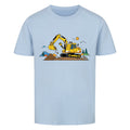 Bagger Kinder T-Shirt aus Bio-Baumwolle mit Baumaschinen-Motiv Hell Blau