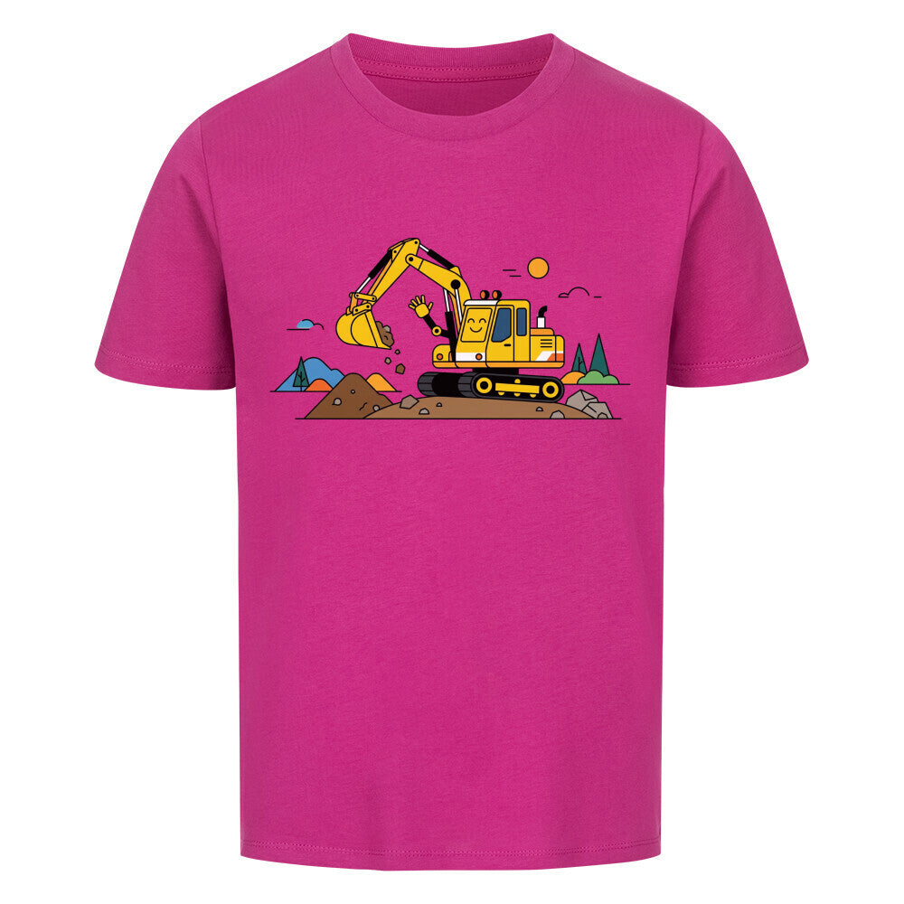 Bagger Kinder T-Shirt aus Bio-Baumwolle mit Baumaschinen-Motiv lila