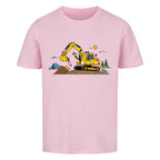Bagger Kinder T-Shirt aus Bio-Baumwolle mit Baumaschinen-Motiv pink