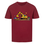 Bagger Kinder T-Shirt aus Bio-Baumwolle mit Baumaschinen-Motiv Rot