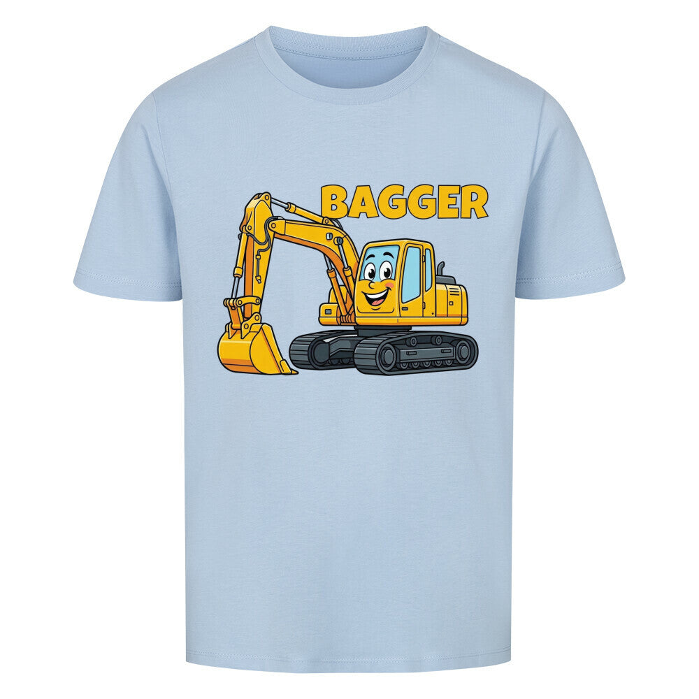 Bagger Motiv Kinder T-Shirt aus Bio-Baumwolle Hell Blau
