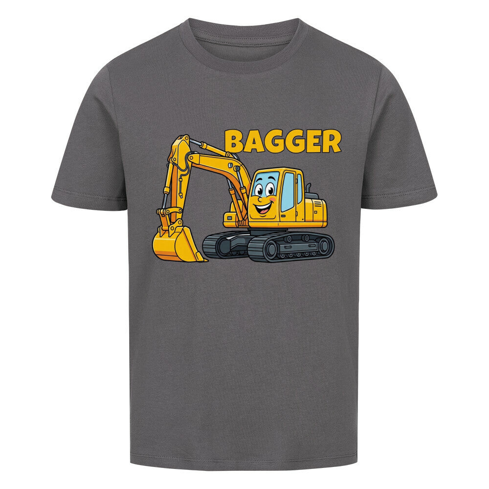 Bagger Motiv Kinder T-Shirt aus Bio-Baumwolle grau
