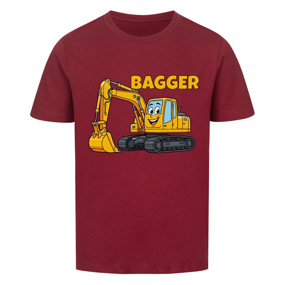 Bagger Motiv Kinder T-Shirt aus Bio-Baumwolle rot