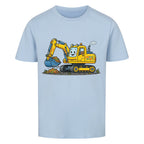 Bagger Motiv auf kinder t-shirt jungs bio baumwolle, shirt farbe ist hell blau