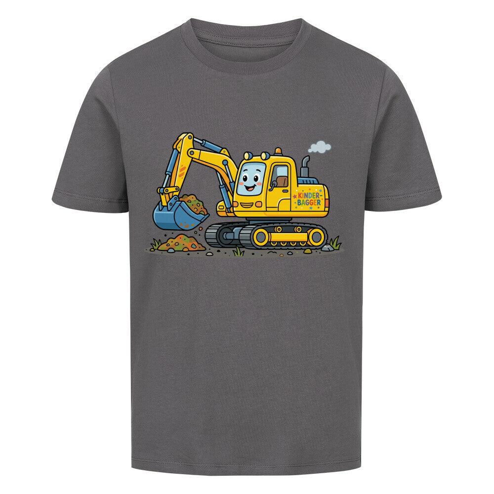 Bagger Motiv auf kinder t-shirt jungs bio baumwolle, shirt farbe ist grau