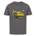 Bagger Motiv auf kinder t-shirt jungs bio baumwolle, shirt farbe ist grau