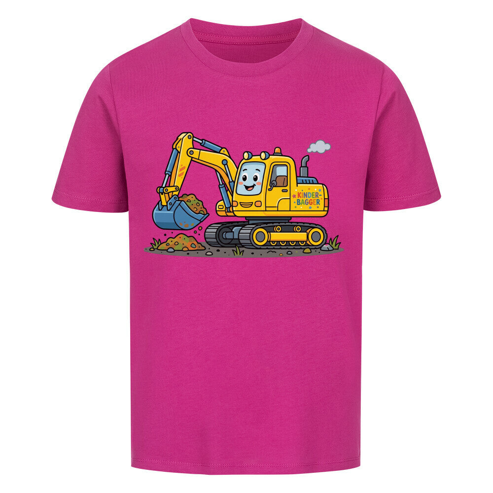 Bagger Motiv auf kinder t-shirt jungs bio baumwolle, shirt farbe ist lila