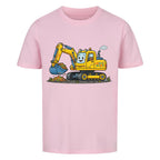 Bagger Motiv auf kinder t-shirt jungs bio baumwolle, shirt farbe ist pink rosa