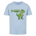 T-Rex dinosaurier motiv auf kinder t-shirt jungs, bio-baumwolle, shirt farbe ist blue
