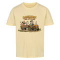 traktor mit bauernhof tiere motiv auf kinder bio baumwolle shirt, shirt farbe beige