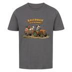 traktor mit bauernhof tiere motiv auf kinder bio baumwolle shirt, shirt farbe grau