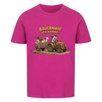 traktor mit bauernhof tiere motiv auf kinder bio baumwolle shirt, shirt farbe lila