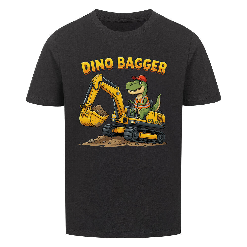 Bagger mit Dino Motiv Kinder bio baumwolle t-shirt farbe ist schwarz