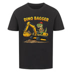 Bagger mit Dino Motiv Kinder bio baumwolle t-shirt farbe ist schwarz