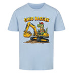 Bagger mit Dino Motiv Kinder bio baumwolle t-shirt farbe ist hell blaue