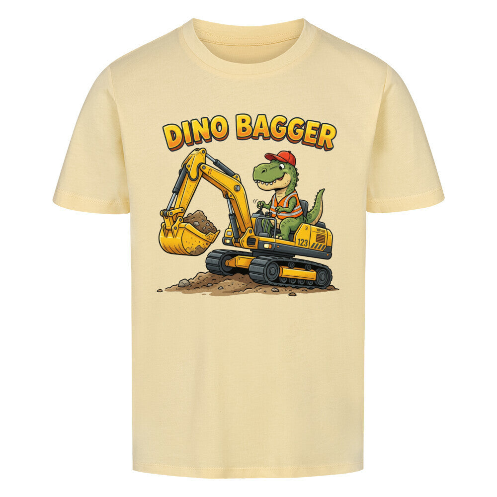 Bagger mit Dino Motiv Kinder bio baumwolle t-shirt farbe ist beige