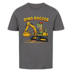 Bagger mit Dino Motiv Kinder bio baumwolle t-shirt farbe ist grau