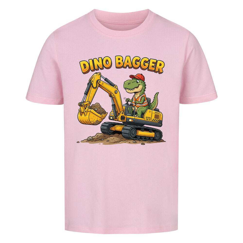 Bagger mit Dino Motiv Kinder bio baumwolle t-shirt farbe ist pink