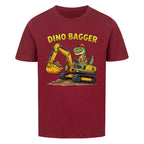Bagger mit Dino Motiv Kinder bio baumwolle t-shirt farbe ist rot