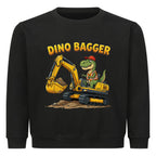 Bagger mit Dino Motiv Kinder baumwolle pullover sweatshirt farbe ist schwarz
