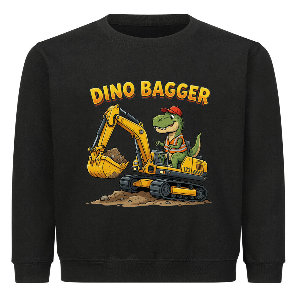 Bagger mit Dino Motiv Kinder baumwolle pullover sweatshirt farbe ist schwarz