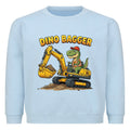 Bagger mit Dino Motiv Kinder baumwolle pullover sweatshirt farbe ist hell blau