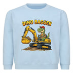 Bagger mit Dino Motiv Kinder baumwolle pullover sweatshirt farbe ist hell blau