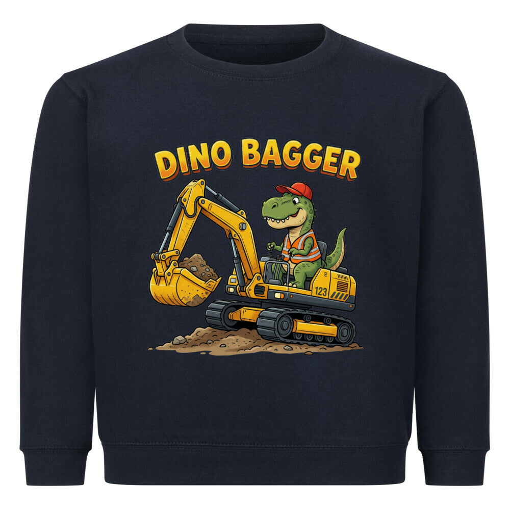 Bagger mit Dino Motiv Kinder baumwolle pullover sweatshirt farbe ist dunkel blau