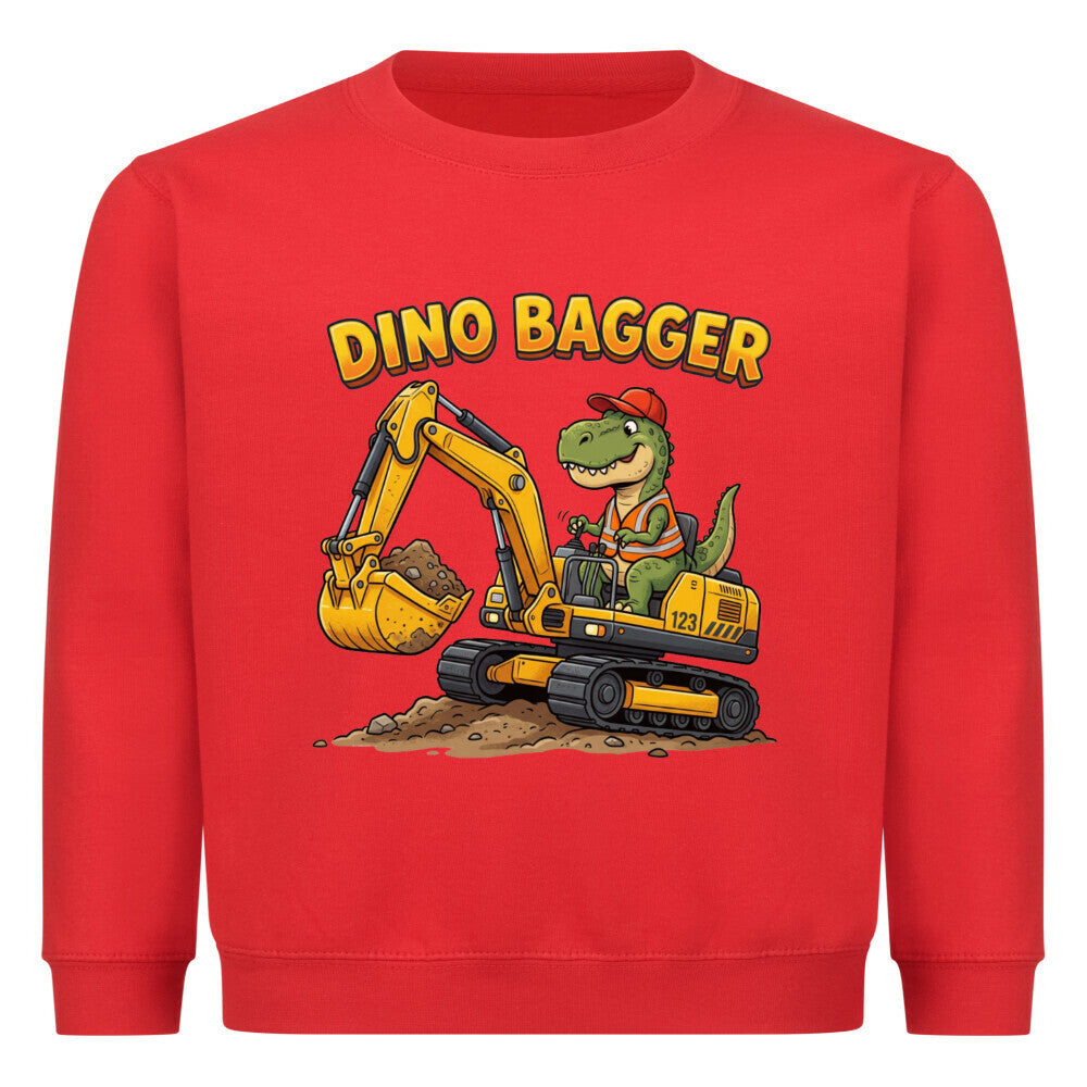 Bagger mit Dino Motiv Kinder baumwolle pullover sweatshirt farbe ist rot