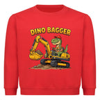 Bagger mit Dino Motiv Kinder baumwolle pullover sweatshirt farbe ist rot