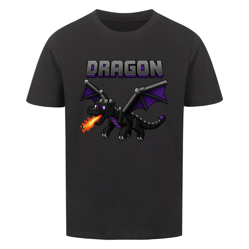 Voxel Drachen Print Kinder Bio T-Shirt aus 100% Bio-Baumwolle schwarz