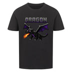 Voxel Drachen Print Kinder Bio T-Shirt aus 100% Bio-Baumwolle schwarz