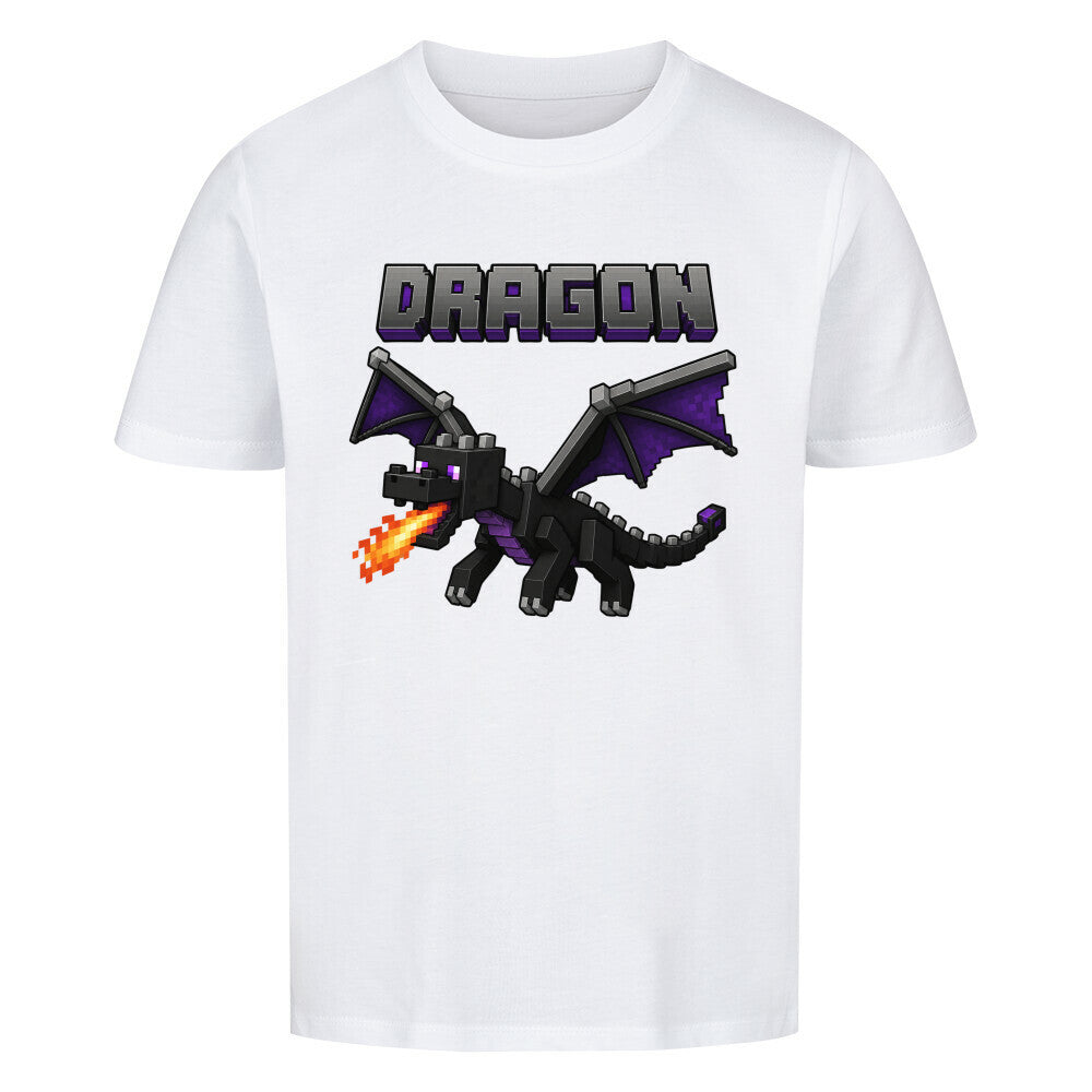 Voxel Drachen Print Kinder Bio T-Shirt aus 100% Bio-Baumwolle weiß