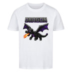 Voxel Drachen Print Kinder Bio T-Shirt aus 100% Bio-Baumwolle weiß