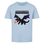 Voxel Drachen Print Kinder Bio T-Shirt aus 100% Bio-Baumwolle hell blau