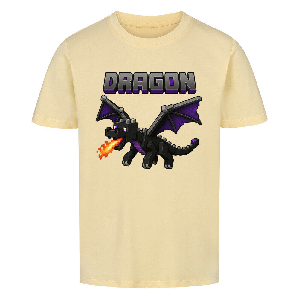 Voxel Drachen Print Kinder Bio T-Shirt aus 100% Bio-Baumwolle gelb