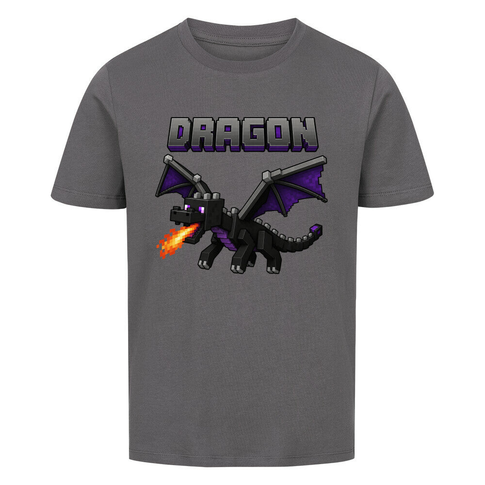 Voxel Drachen Print Kinder Bio T-Shirt aus 100% Bio-Baumwolle anthrazit grau