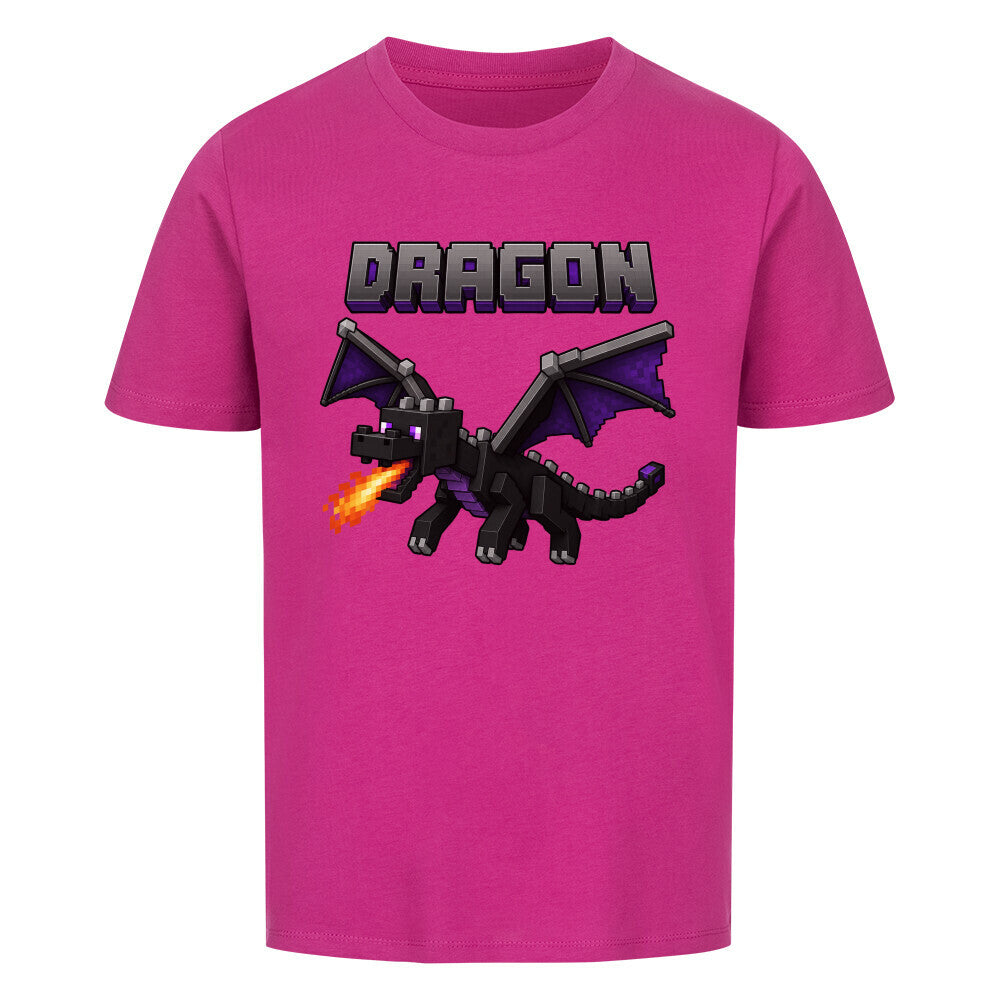 Voxel Drachen Print Kinder Bio T-Shirt aus 100% Bio-Baumwolle lila