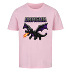 Voxel Drachen Print Kinder Bio T-Shirt aus 100% Bio-Baumwolle pink