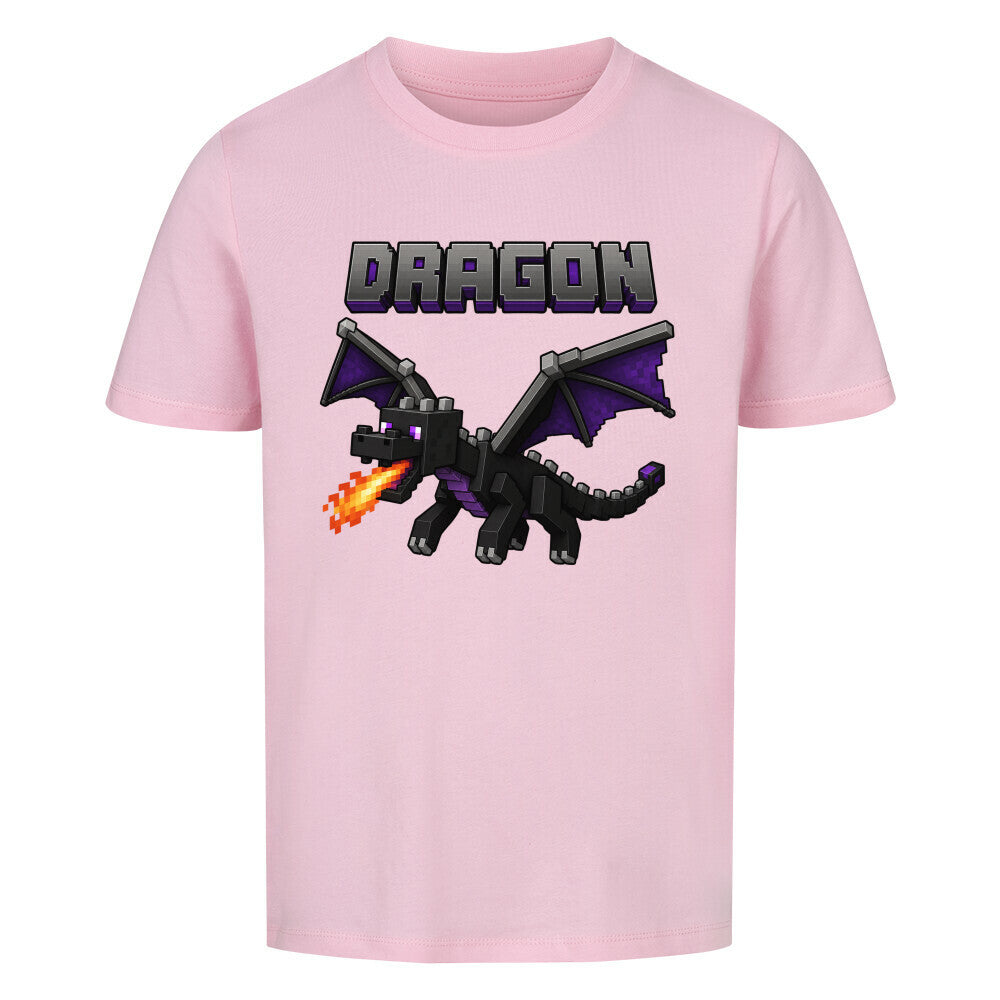 Voxel Drachen Print Kinder Bio T-Shirt aus 100% Bio-Baumwolle pink