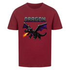 Voxel Drachen Print Kinder Bio T-Shirt aus 100% Bio-Baumwolle weinrot