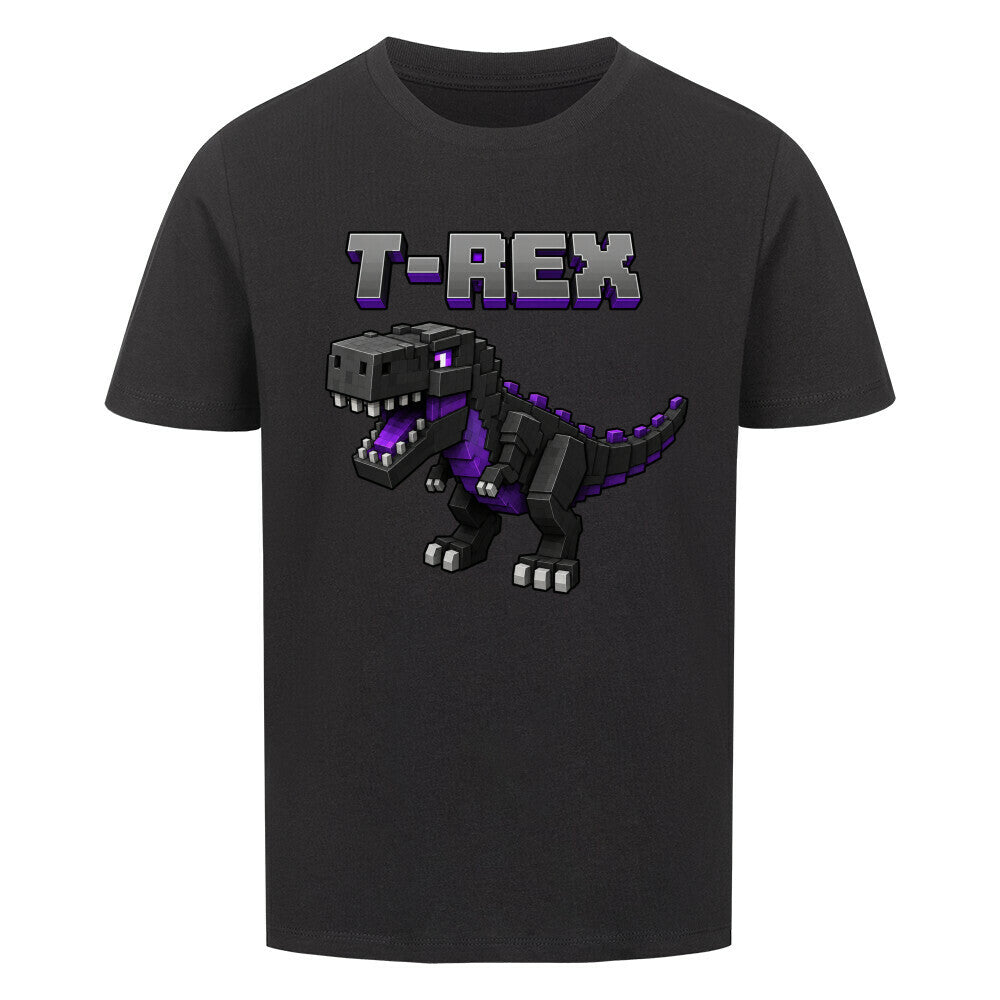voxel t-rex kinder bio baumwolle shirt für kids schwarz