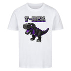 voxel t-rex kinder bio baumwolle shirt für kids weiß