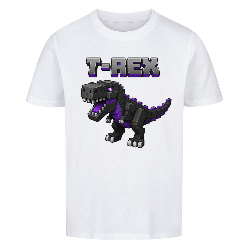 voxel t-rex kinder bio baumwolle shirt für kids weiß